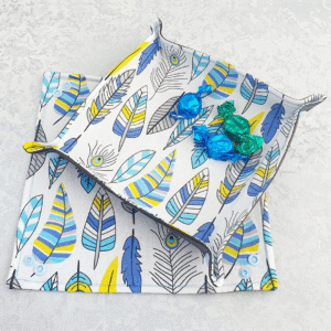 Feather Print Pop Up Fabric Tray