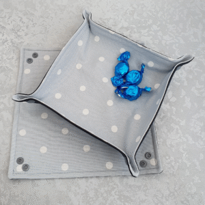 Grey Polka Dot Print Pop Up Fabric Tray