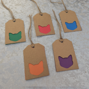 Cat Head Silhouette Kraft Paper Postage Tag Style Gift Tags