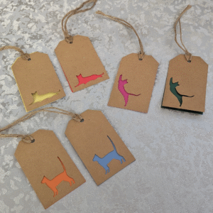 Cat Pose Kraft Paper Postage Tag Style Gift Tags