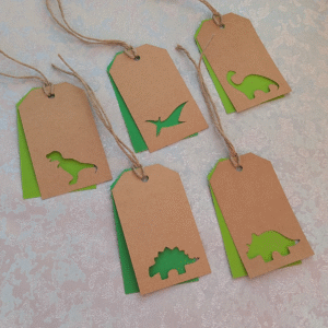 Dinosaur Kraft Paper Postage Tag Style Gift Tags