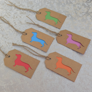 Dachshund Kraft Paper Postage Tag Style Gift Tags