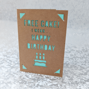 'Free Cake' Kraft Paper Greeting Card